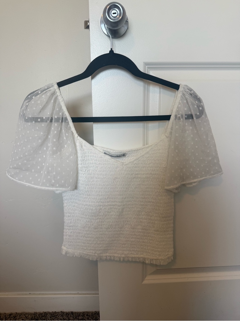 Abercrombie Smocked sheet polka dot puff sleeves SZ XS